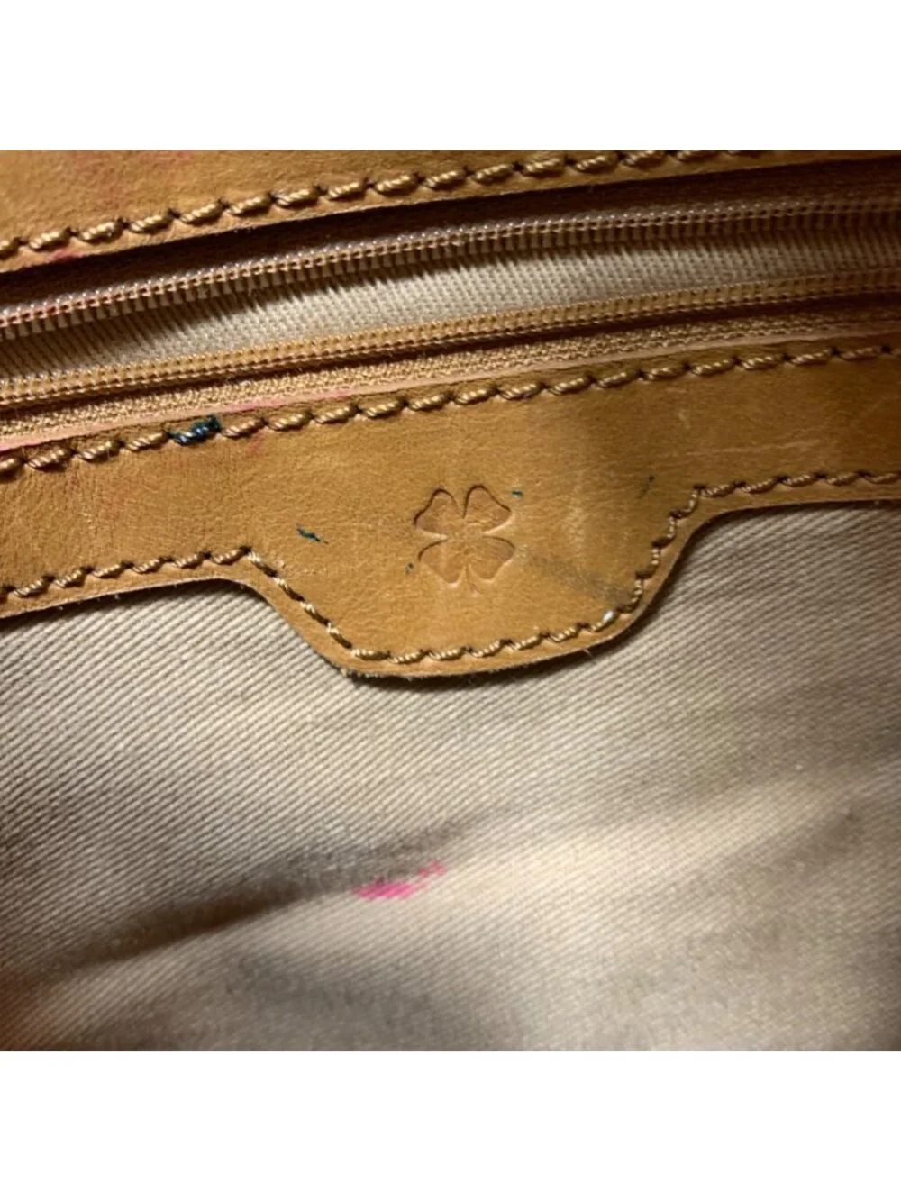 LUCKY BRAND Camel Tan Leather Drawstring Bucket Shoulder Bag Tassel Charm VTG